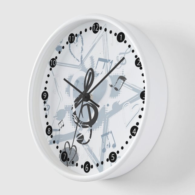 Musical Star Notes Designer Pattern Wall Clock (Angle)