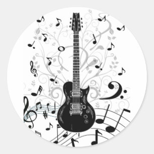 Musical sticker with guitar