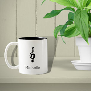 Musical Symbol Treble Clef Black White Two-Tone Coffee Mug