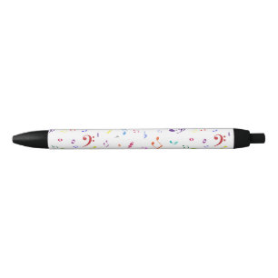 Musical Symbols in Rainbow Colours Black Ink Pen
