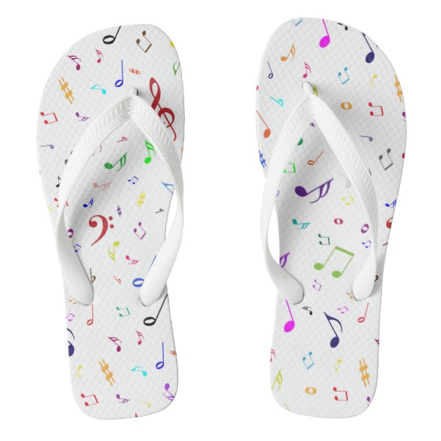 Musical Symbols in Rainbow Colours Flip Flops (Footbed)
