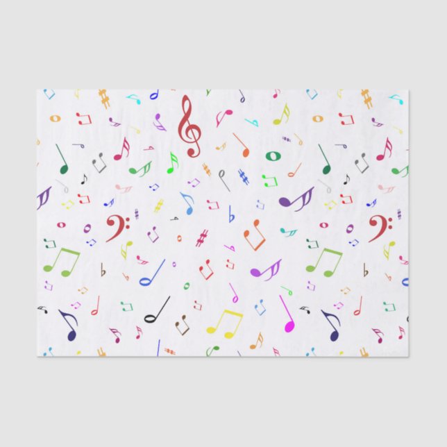Musical Symbols in Rainbow Colours Tissue Paper (Front)