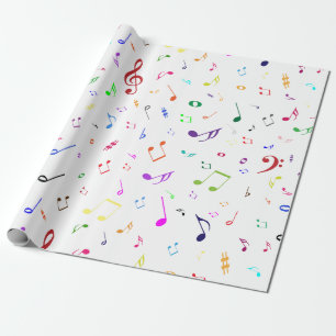 Musical Symbols in Rainbow Colours Wrapping Paper