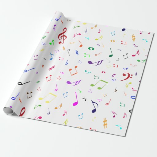 Image of Musical Symbols in Rainbow Colours Wrapping Paper