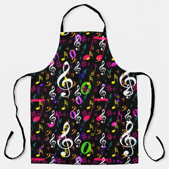 Musical Symbols Pattern Design Apron (Front)