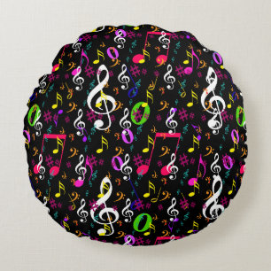 Musical Symbols Pattern Design Round Cushion