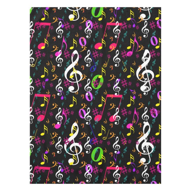 Musical Symbols Pattern Design Tablecloth (Front)