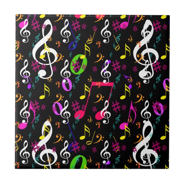 Musical Symbols Pattern Design Tile (Front)