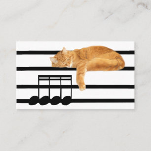 Musical tabby kitty cat business card