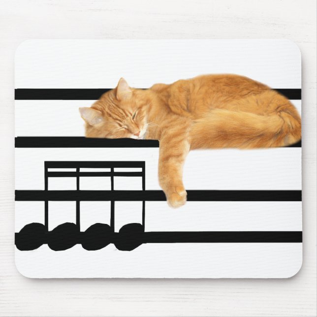 Musical tabby kitty cat mouse mat (Front)