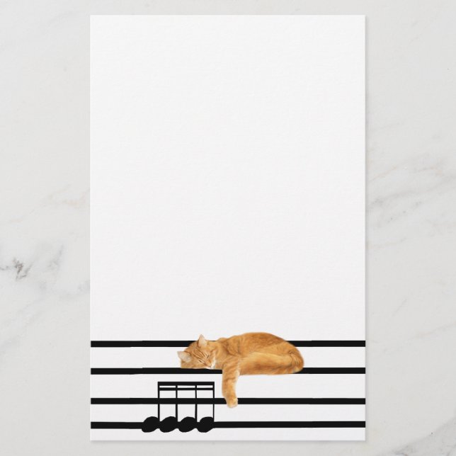 Musical tabby kitty cat stationery (Front)
