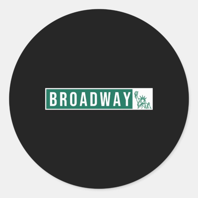 Musical Theatre Broadway Street Sign Classic Round Sticker (Front)