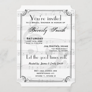 Musical theme bridal shower invitation