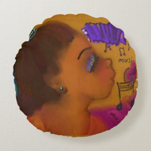 Musical Theme Round Cushion