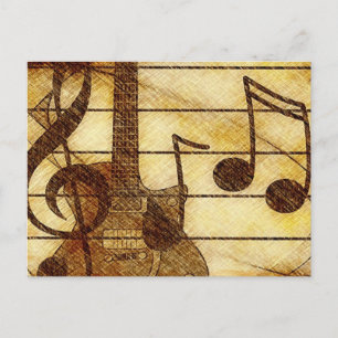 Musical Theme with Guitar Postcard