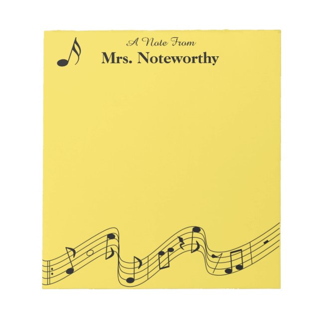 Musical Themed 40 Page Notepad Personalised (Front)