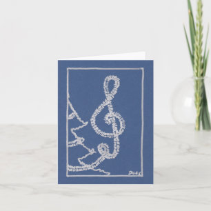 Musical Tinsel Blue Christmas Greeting Card