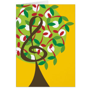 Musical Treble Cherry Notes Tree Whimsical Nature