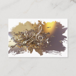 Musical treble clef and falling notes business car card