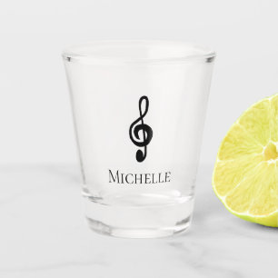 Musical Treble Clef Black White Shot Glass