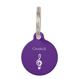Musical Treble Clef Cute Purple Pet Tag