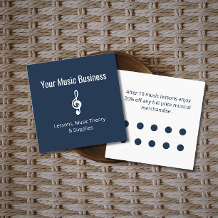 Musical Treble Clef Navy Blue Customer Discount Loyalty Card