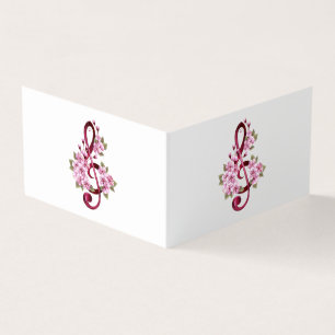 Musical treble clef notes with Sakura flowers