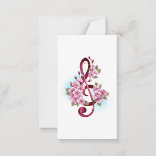 Musical treble clef notes with Sakura flowers