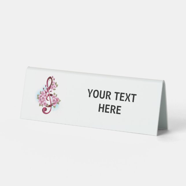 Musical treble clef notes with Sakura flowers (Front)