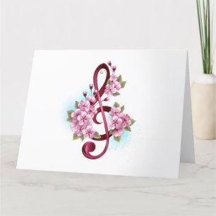Musical treble clef notes with Sakura flowers