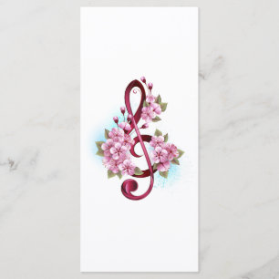 Musical treble clef notes with Sakura flowers