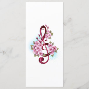 Musical treble clef notes with Sakura flowers