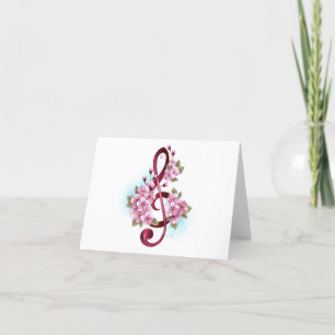 Musical treble clef notes with Sakura flowers