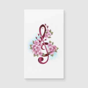 Musical treble clef notes with Sakura flowers