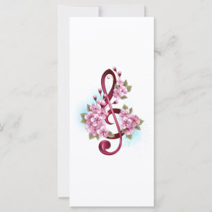 Musical treble clef notes with Sakura flowers