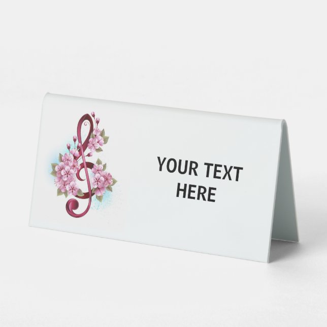 Musical treble clef notes with Sakura flowers (Front)