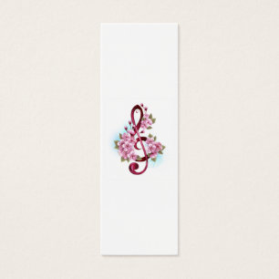 Musical treble clef notes with Sakura flowers