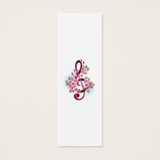 Musical treble clef notes with Sakura flowers (Front)