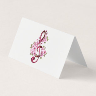 Musical treble clef notes with Sakura flowers