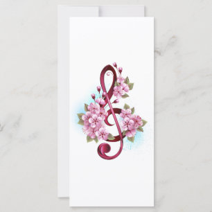 Musical treble clef notes with Sakura flowers