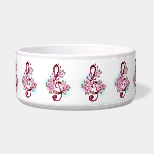 Musical treble clef notes with Sakura flowers (Front)