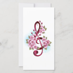 Musical treble clef notes with Sakura flowers