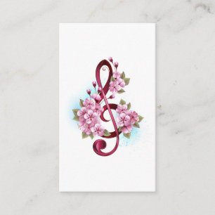 Musical treble clef notes with Sakura flowers