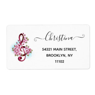 Musical treble clef notes with Sakura flowers