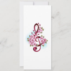 Musical treble clef notes with Sakura flowers