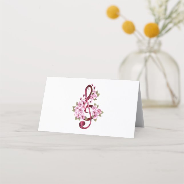 Musical treble clef notes with Sakura flowers (Front)