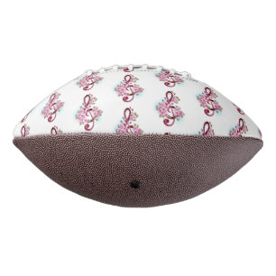 Musical treble clef notes with Sakura flowers American Football