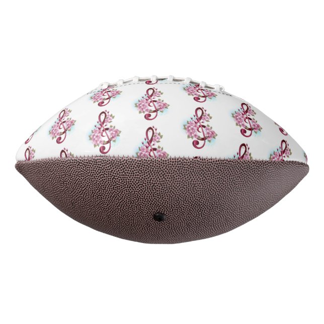 Musical treble clef notes with Sakura flowers American Football (Rotated 270)