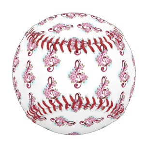 Musical treble clef notes with Sakura flowers Baseball