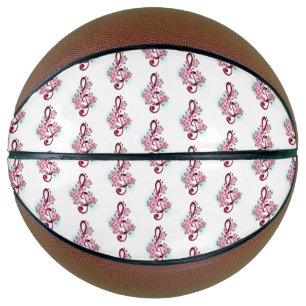 Musical treble clef notes with Sakura flowers Basketball